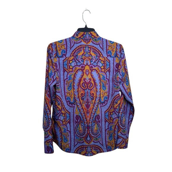 NWT Lauren Ralph Lauren Classic Fit Paisley Crepe Shirt Small Fuchsia Blouse - Picture 5 of 9